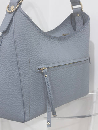 Borsa Mia in pelle martellata color cielo Visonà