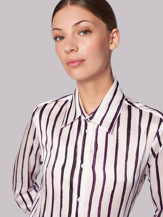 Camicia in seta elasticizzata a righe Camicetta Snob