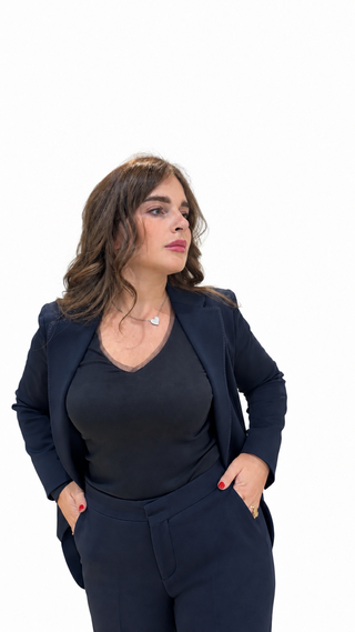 Giacca Paf in viscosa elasticizzata blu notte La Torre