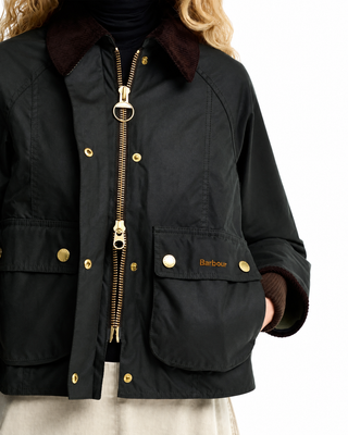 Giacca Cropped Beadnell Wax in Sage/Ancient Barbour