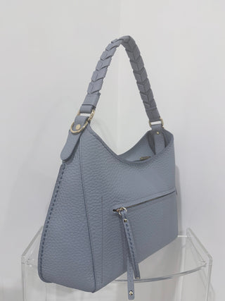 Borsa Mia in pelle martellata color cielo Visonà