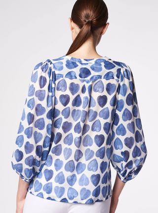 Camicia in voile di cotone con fantasia cuori Camicetta Snob