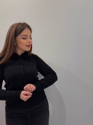 Polo in lana nera Alpha Studio