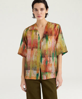 Blusa Organ in habutai stampato Momonì