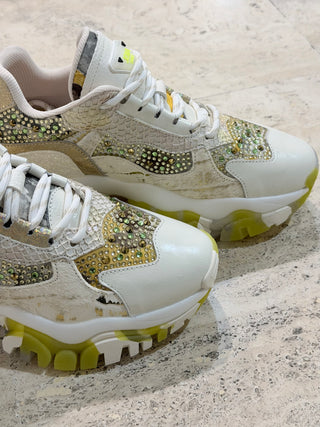 Sneakers con strass variante giallo Joya Paris