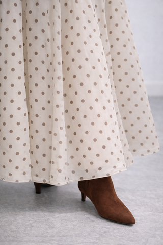 Gonna lunga fantasia pois con elastico in vita Parosh