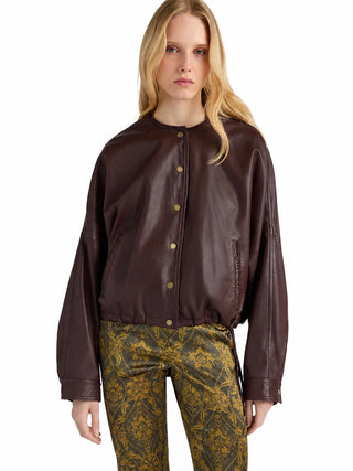 Giacca bomber cropped Kaldor in pelle Momonì