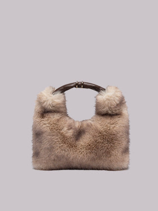 Mini bag Hobo in ecopelliccia beige Blugirl
