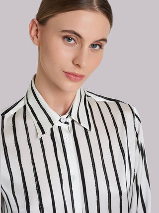 Camicia in seta elasticizzata a righe Camicetta Snob