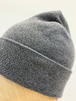 Berretto con strass grigio medio Regina Cachemire