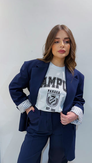 Giacca in fresco lana blu Parosh