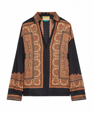 Camicia Eiki in twill di seta stampata piazzata Momonì