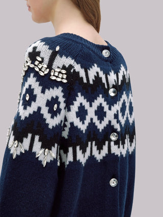Maglia-cardigan in lana con cristalli Blugirl