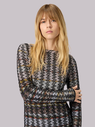 Mini abito con motivo chevron e righe Missoni