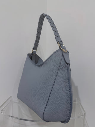 Borsa Mia in pelle martellata color cielo Visonà