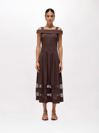 Abito midi in cotone e pizzo Blugirl