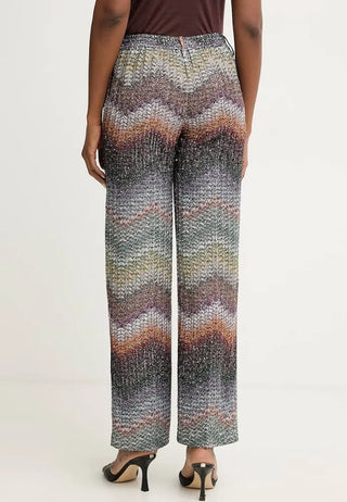 Pantalone flare in maglia zig zag greca con paillettes Missoni