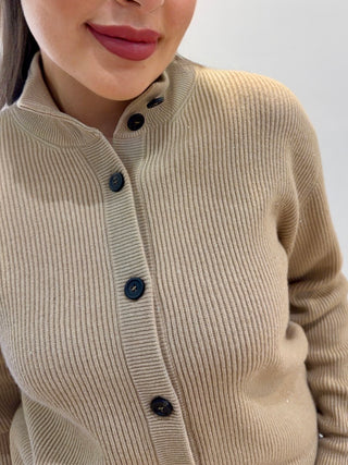 Cardigan lavorazione a costa con lurex Peserico