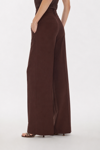 Pantalone palazzo in viscosa marrone Parosh