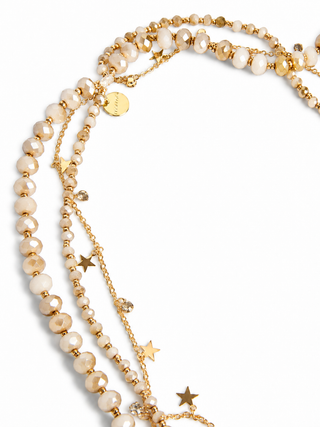 Collana lunga tre giri Eydis in mix di perle di vetro sfaccettato Momonì