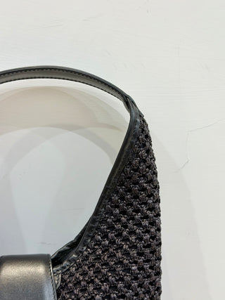 Borsa Kate mini in rafia color nero