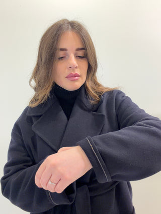 Cappotto blu navy in lana vergine Fabiana Filippi