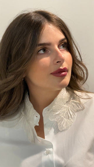 Camicia in popeline di cotone con collo in merletto Fabiana Filippi
