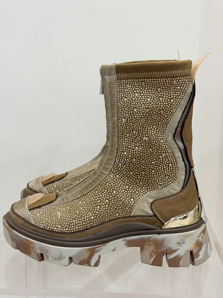 Stivaletti Luster con strass oro Joia Paris