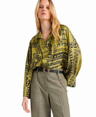 Camicia Rimma in twill di seta stampato Momonì
