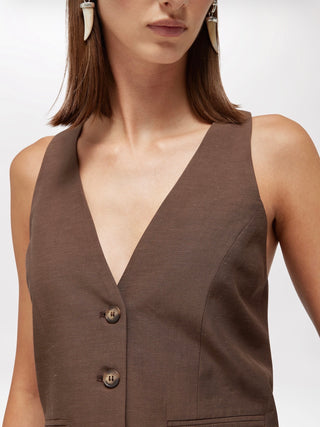 Gilet in lino con ricamo Blugirl