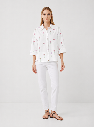 Camicia in misto lino ricamato Camicetta Snob
