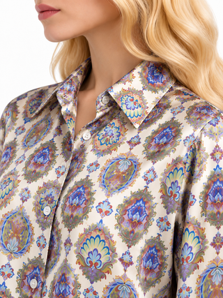 Camicia Flau in crepe de chine di seta stampato Momonì