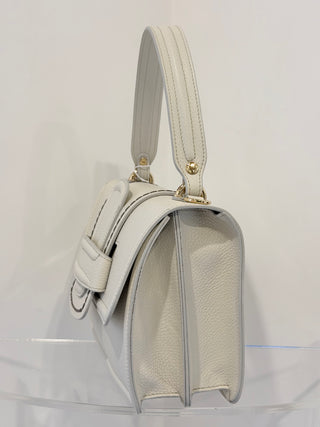 Borsa iconica Linda in pelle martellata color latte Visonà