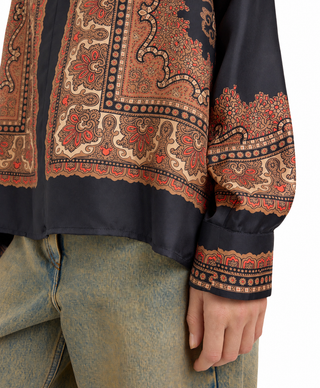 Camicia Eiki in twill di seta stampata piazzata Momonì