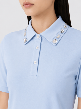Polo in cotone con cristalli Fabiana Filippi