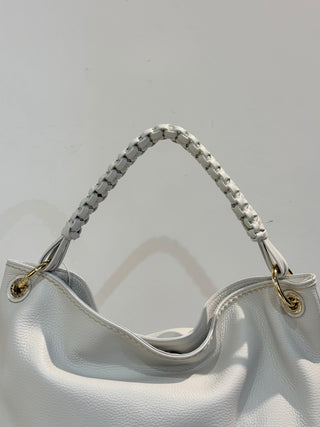 Borsa Cherie in pelle martellata color latte Visonà