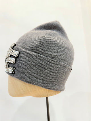 Berretto con scritta Love in pietre e strass Regina Cachemire