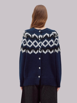 Maglia-cardigan in lana con cristalli Blugirl