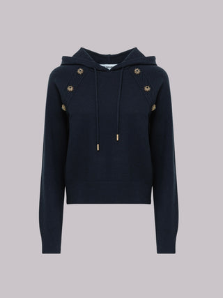 Maglia con cappuccio  e bottoni gioiello Blugirl