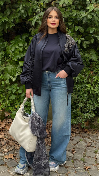 Bomber in duchesse con ricamo Blugirl