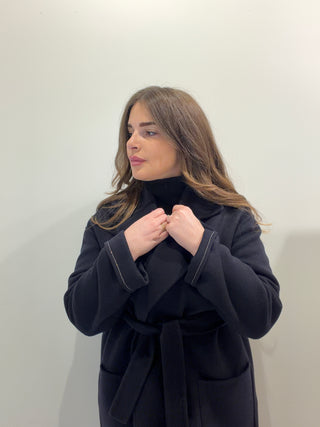 Cappotto blu navy in lana vergine Fabiana Filippi