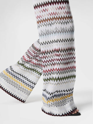Pantalone ampio in viscosa e cotone motivo zig zag Missoni
