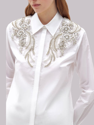 Camicia in cotone con patch di cristalli Blugirl