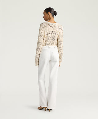 Pantalone Luis in denim stretch ecru Momonì