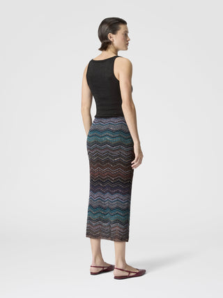 Gonna lunga a tubo in viscosa chevron lamé con paillettes Missoni