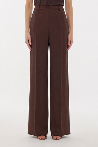Pantalone palazzo in viscosa marrone Parosh