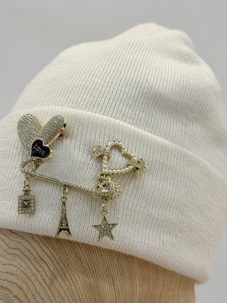 Berretto con spille strass Regina Cachemire