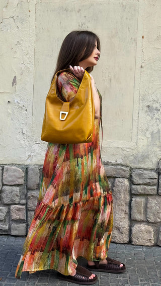 Borsa Kate media in pelle color senape