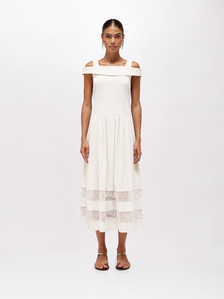 Abito midi in cotone e pizzo Blugirl