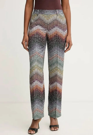 Pantalone flare in maglia zig zag greca con paillettes Missoni